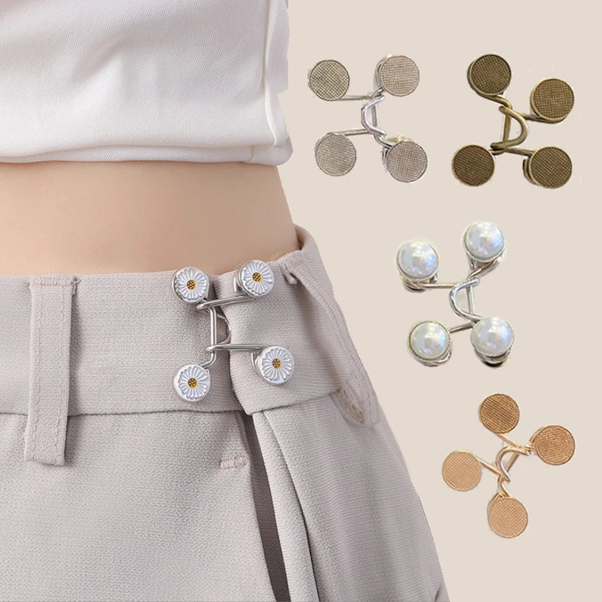 Women Skirt Pants Jeans Adjustable Waist Clip Metal Pins Clothing Qme