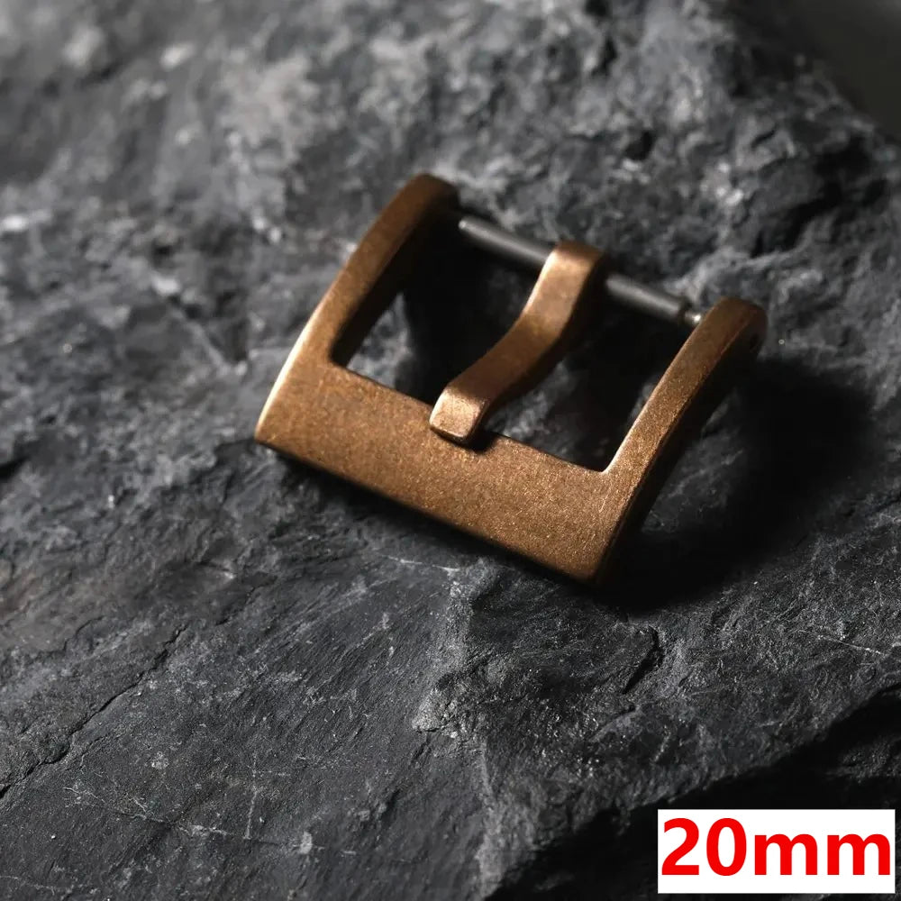 High-end Bronze Buckle 18MM 20MM Vintage Leather Rubber Strap Buckle, Pure Bronze, Vintage Style Strap Buckle Accessories Qme 20mm szie