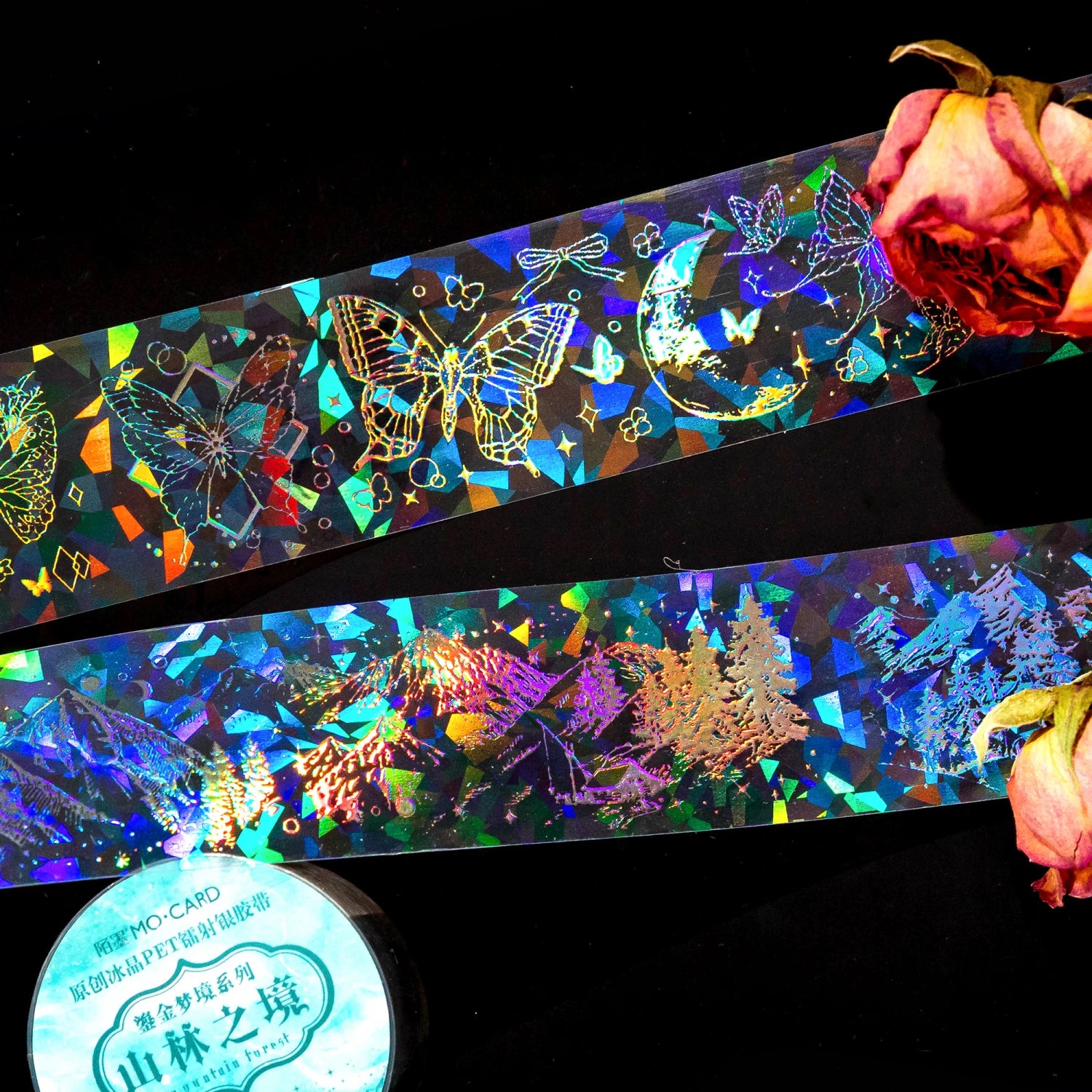 3cm*2M Laser Reflective Transparent Stickers Cool Diy Decorative Labels Scrapbooking Collage Material Diary Stationery Tape Qme
