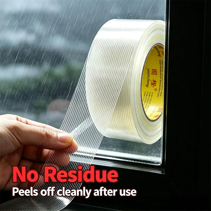 Striped Fiberglass Filament Tape Typhoon Window Glass Reinforcement Tape Strong Adhesive No Residue Weatherproof Fiber Tape Qme