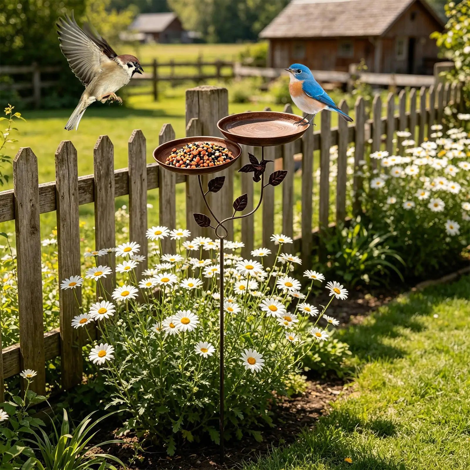 Bee Watering Station With Stake Metal Yard Decor Pollinator Bee Bath Water Bowl For Indoor Outdoor Pathway Yard Lawn Driveway Qme