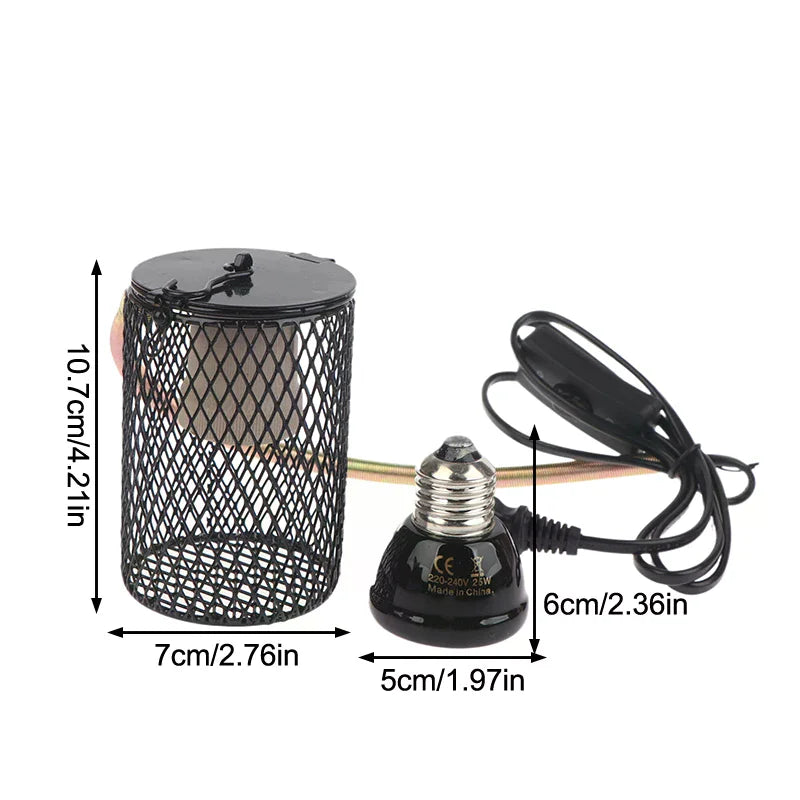 E27 Pet Heating Lamp With Anti-scalding Lampshade For Turtle Snake Lizard Infrared Ceramic Emitter Heat Light 25/50/75/100W Qme
