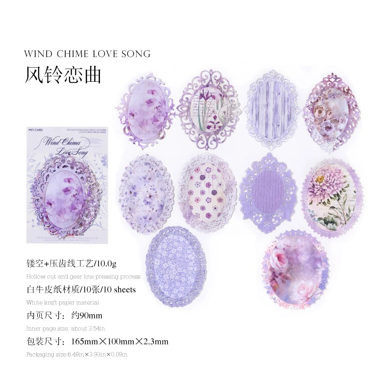 10 pcs Large size Hollow lace material paper DIY Scrapbooking Diary Album Creativity handmade Decorative Junk Journal Supplies Qme C3