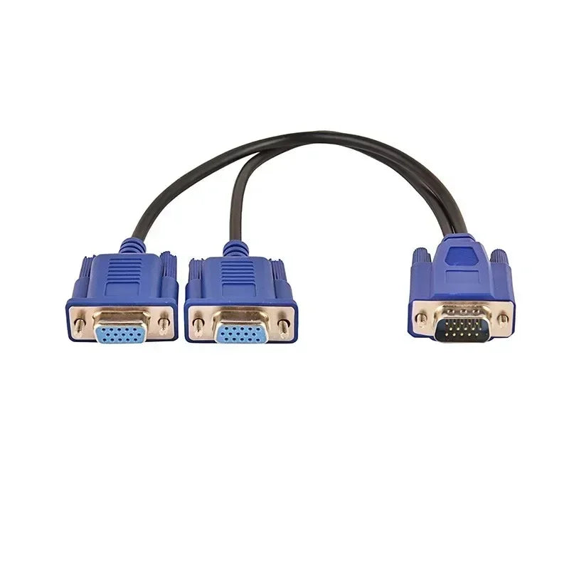 3pcs VGA Splitter Cable 1 Computer To Dual 2 Monitor Adapter Y Splitter Male To Female VGA Wire Cord for PC Laptop Adapters Qme
