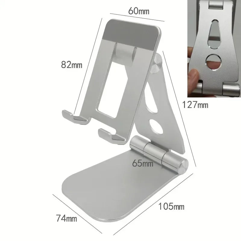 Portable Colorful Phone Holder Universal Cellphone Stand Durable Plastic Adjustable Folding Phone Holder Seat Storage Holders Qme P02 silvery