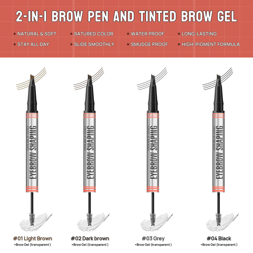 Four-pronged eyebrow pencil, four-end, long-lasting, non-smudged, water-resistant, anti-smudged eyebrow pencil Qme