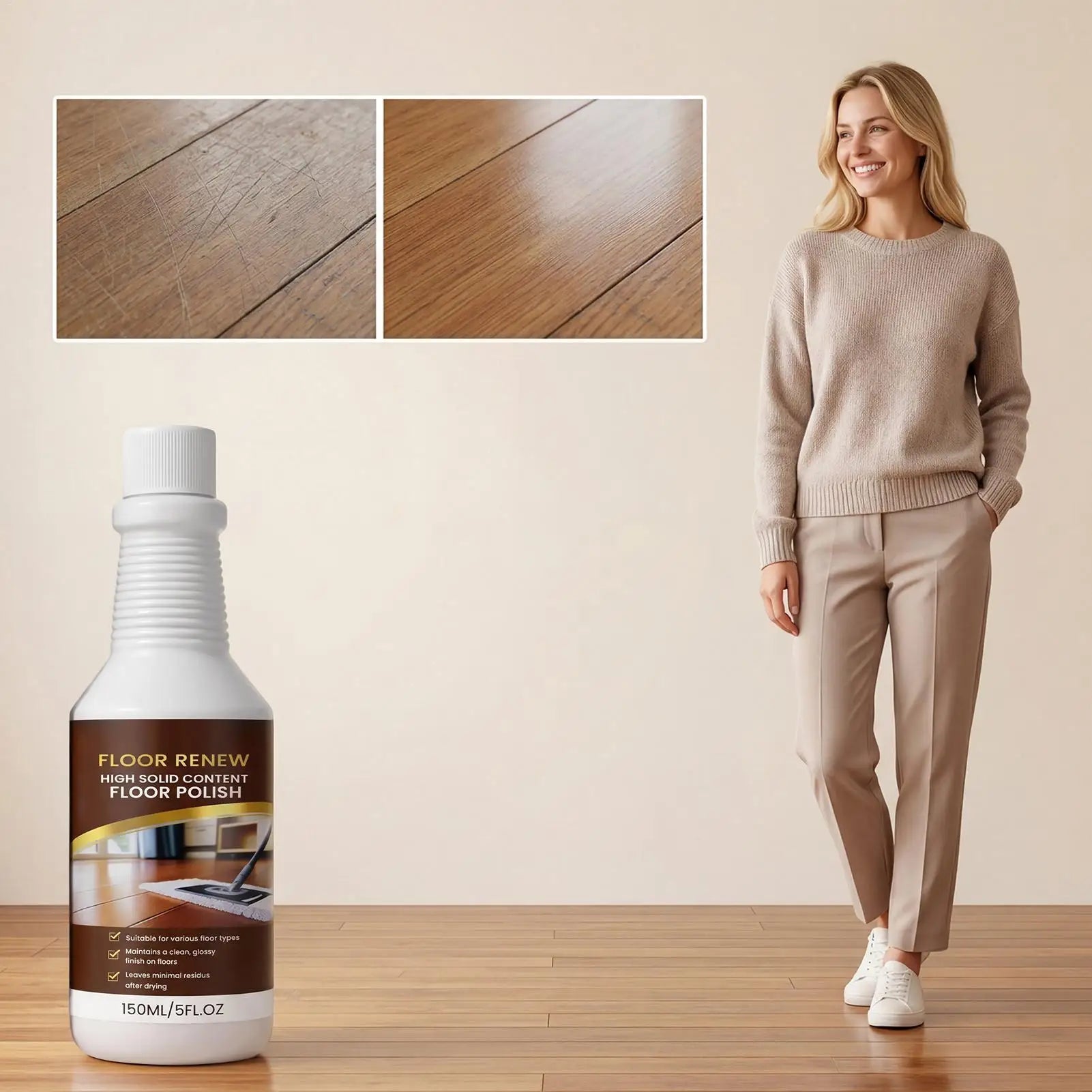 Laminate Floor Restorer 150ml Household Cleaner Floor Shine Renewal Restorer for Protective Layer Scratch Removal Repair Home Qme