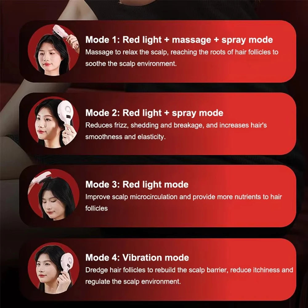 Electric Spray Massage Comb Hair Growth Vibration Head Massager Brush LED Anti Hair Loss Scalp Liquid Medicine Atomizing Comb Qme