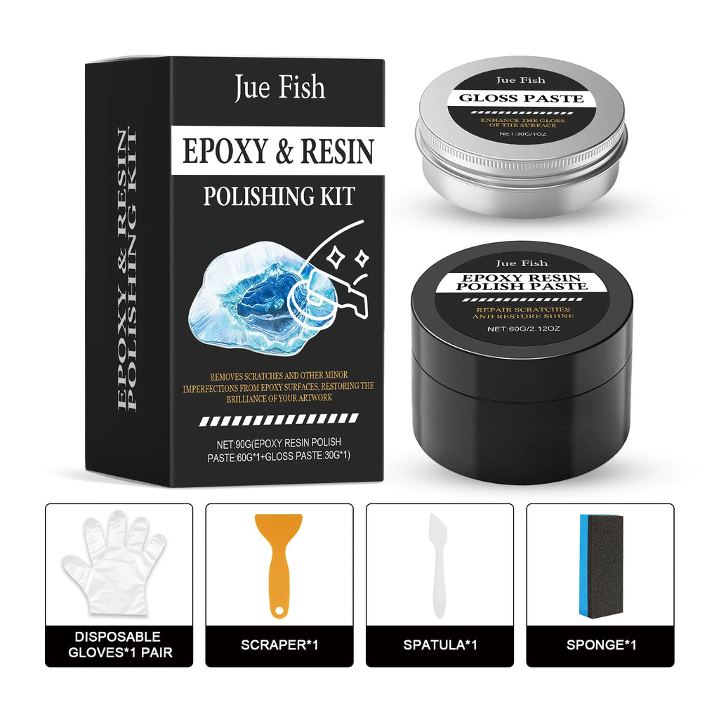Epoxy Resin Polishing Kit Repair Cratches Improving Dullness Restore Shine & Smoothness Restoration Epoxy Resin Polishing Paste Qme 90G Boxed