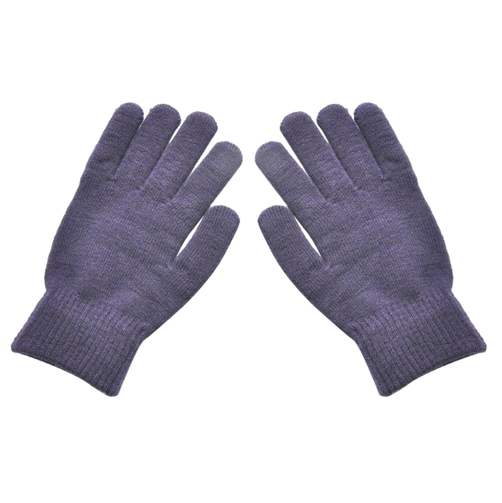 Adult Solid Color Knitted Gloves Outdoor Activity Sports Riding Warm Windproof Gloves Household Protective Gloves Qme Dark Purple One Size