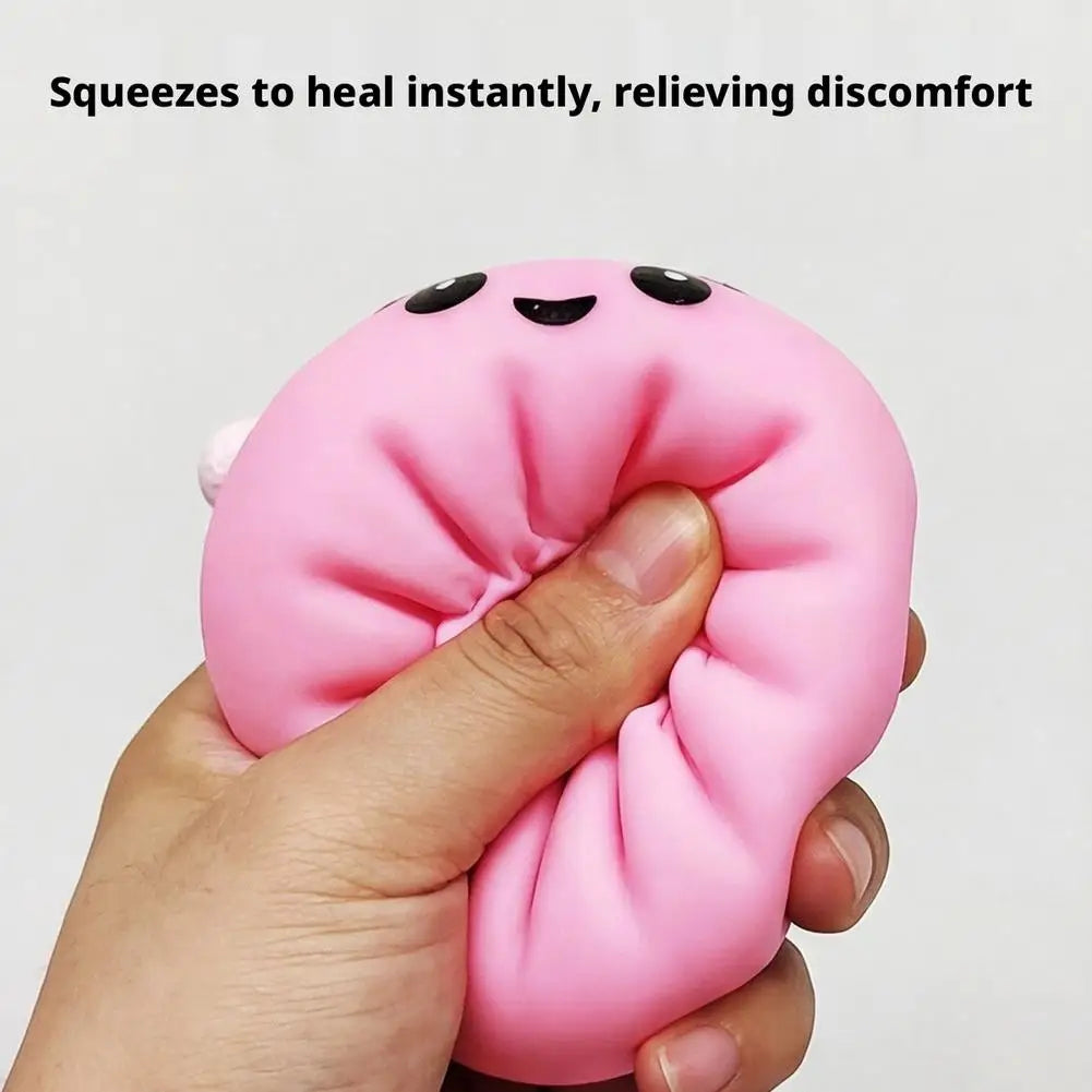 Christmas Hat Bun Squishy Toy Stress Relief Squeeze Funny Sound PVC Qme