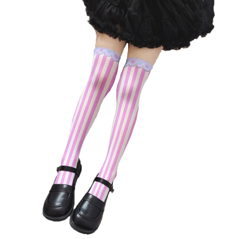 Cute Sweet Loli Stockings Fashion 3d Printing Striped Love Kawaii Qme style9 One Size