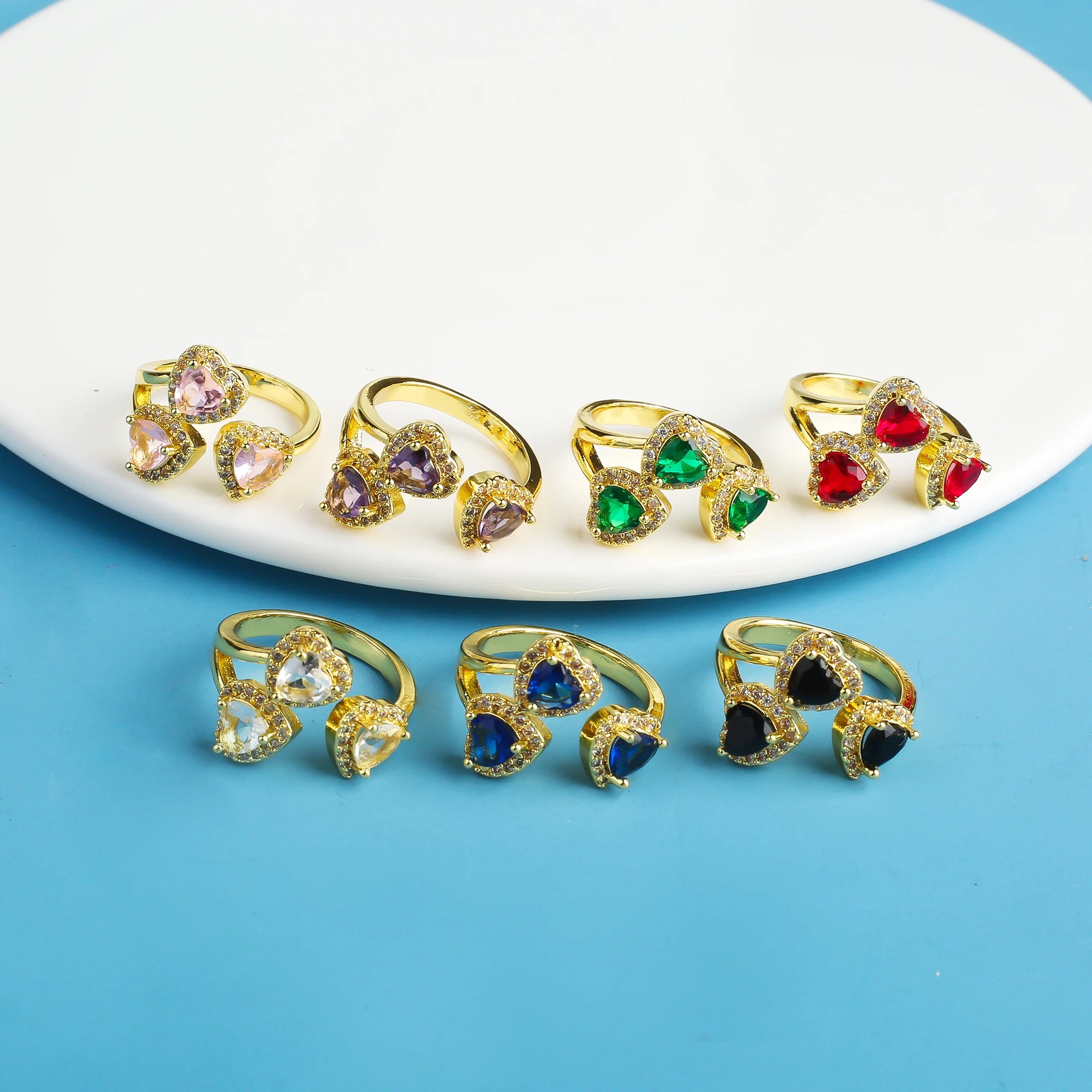 New Design Heart Shape Crystal Zirconia Romantic Open End Ring For Women Lovers Wedding Party Finger Jewelry Accessories Gifts Qme
