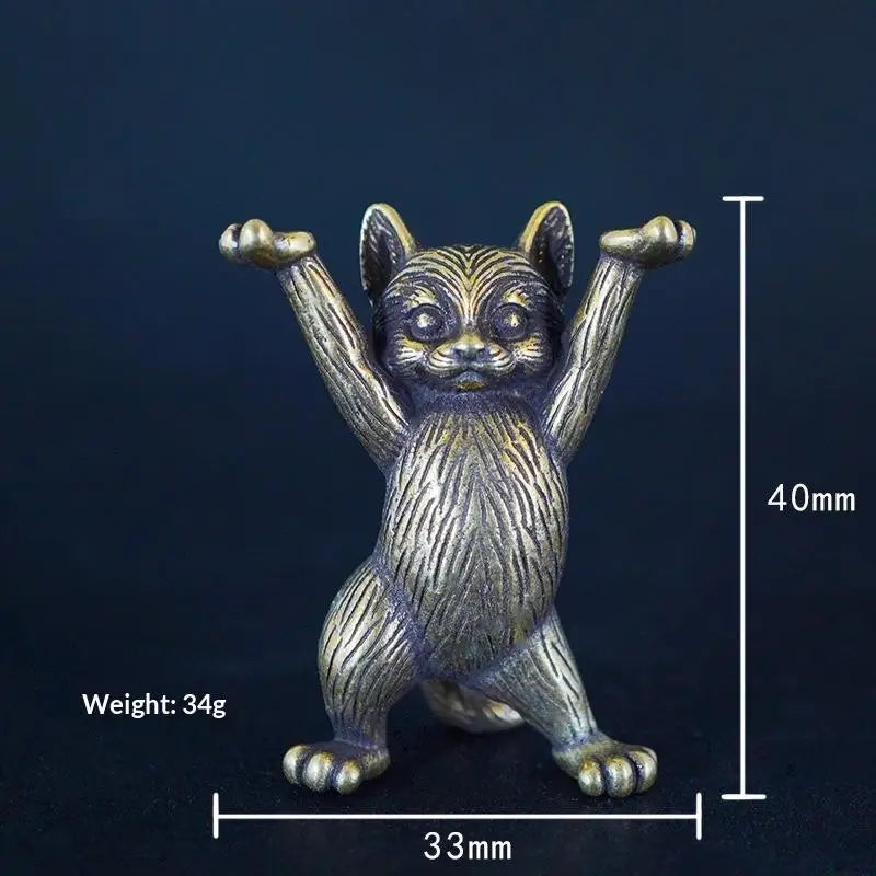 Kung Fu Cat Statue Desktop Ornaments Miniatures Home Decoration Metal Qme