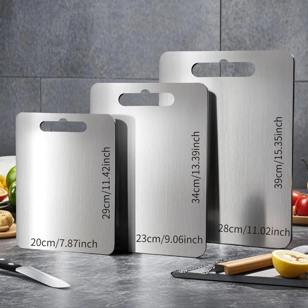 Cutting Boards For Kitchen 3 Pieces Food Grade Non Slip Food Mat Stainless Steel Meat Cutting Board For Meat Vegetable Bread Qme