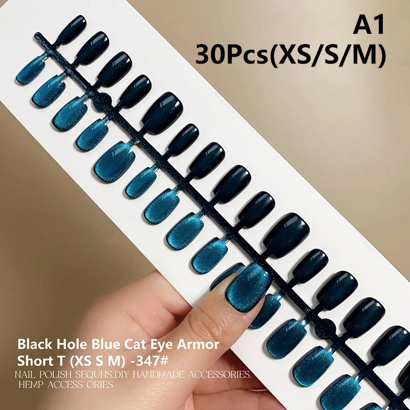 Cat Magnetic Press Nail Pretty Fake Nails Detachable Full Tips Qme A1