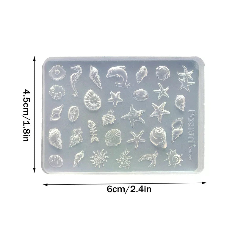Sea Shell Starfish Goldfish Koi Fish 3D Acrylic Nail Mold Summer Qme