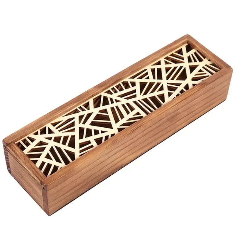 Retro Hollow Wooden Pencil Box Portable Storage Box Student Cute Multifunctional Stationery Desk Accessories School Supplies Qme 4