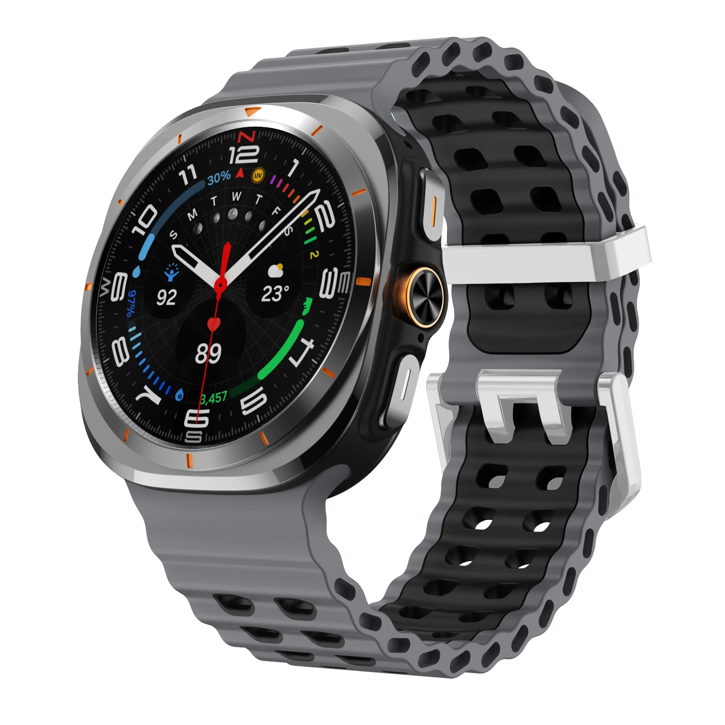 Two-Tone Sports Silicone Strap For Samsung Galaxy Watch Ultra Marine Band Bracelet For GalaxyWatch Ultra 47mm Watchband Qme Gray Black BlackS Galaxy Watch Ultra