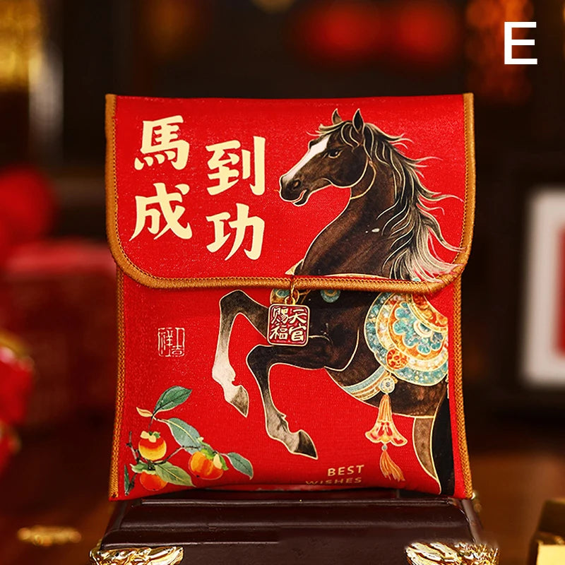 2026 Year Horse Fabric Red Envelope Traditional Lucky Money Bag Qme E