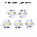 5/10Pcs 16mm 20mm LED Lamp Boards 1W 3W Single Color 5V 12V Warm Neutral White Spotlights Downlights Sunset Lights Qme Warm 5V 3W 5pcs