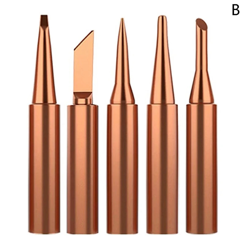5Pcs I+B+K+2.4D+3C soldering iron pure copper 900M soldering iron head set inside hot bare copper electric soldering iron tip. Qme B