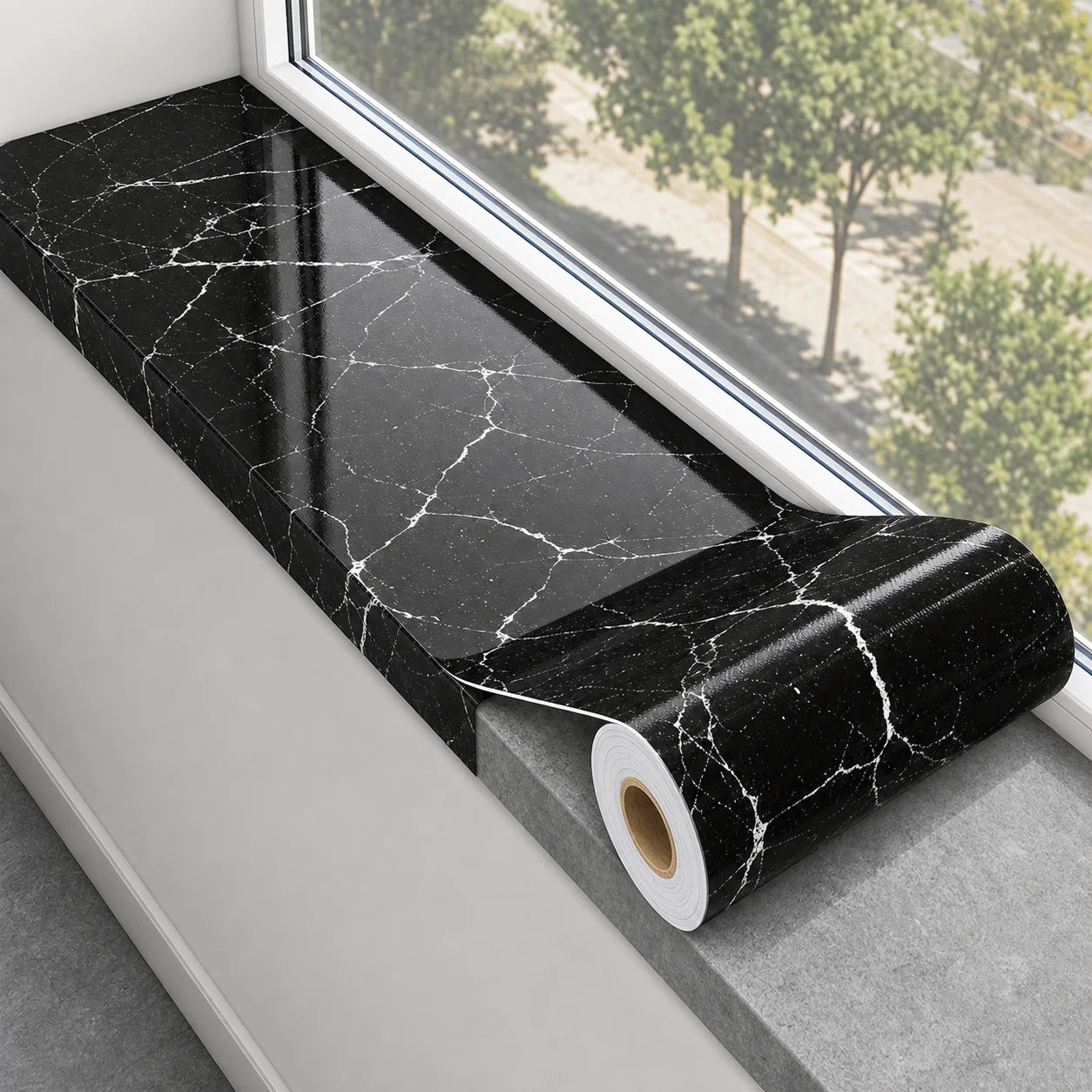 Marble-textured Oil-proof Wall Stickers Self-adhesive PVC Wallpaper Qme guangyaowen 20cmX1m