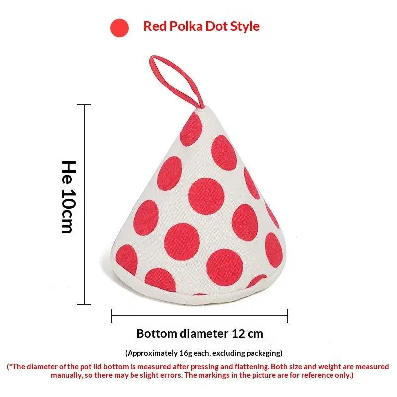 Cotton Linen Polka Dot Triangular Pot Handle Holders Heat Insulation Hanging Loop Perfect For Kitchen Cooking Baking Qme A