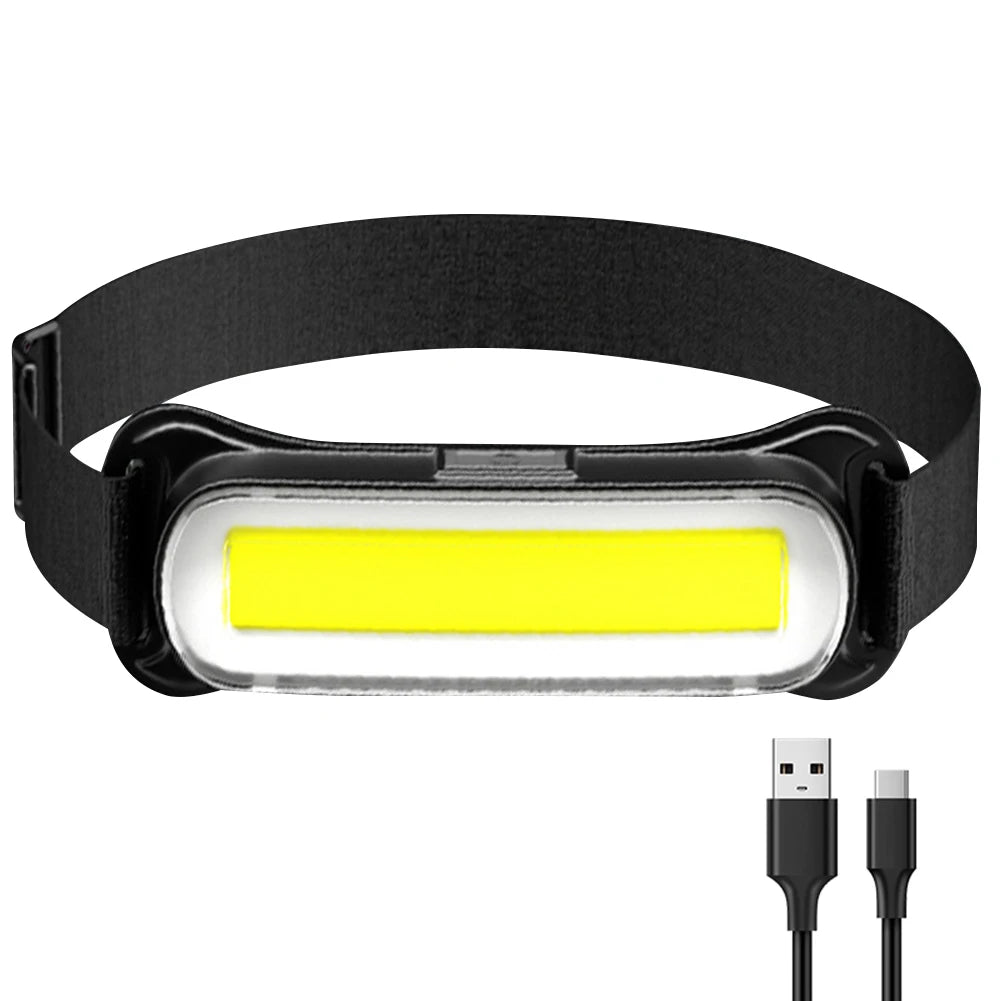 USB Rechargeable LED Headlamp 3 Modes Flashlight Waterproof Head Light Adjustable Headband for Camping Fishing Running Biking Qme