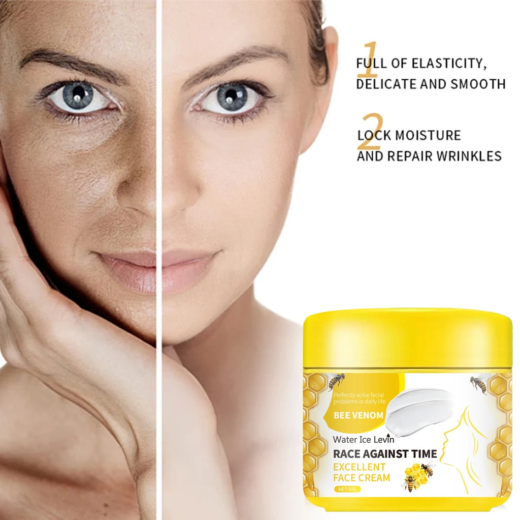 Face Cream with Bee Venom & Niacinamide - Hydrating & Firming Formula with Collagen & Salicylic Acid for All Skin Types Qme