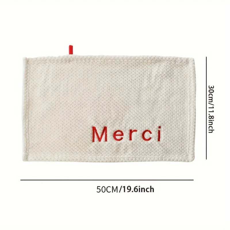 1pc minimalist texture small square towel, embroidered with letters, soft and absorbent without shedding hair, hand towel Qme