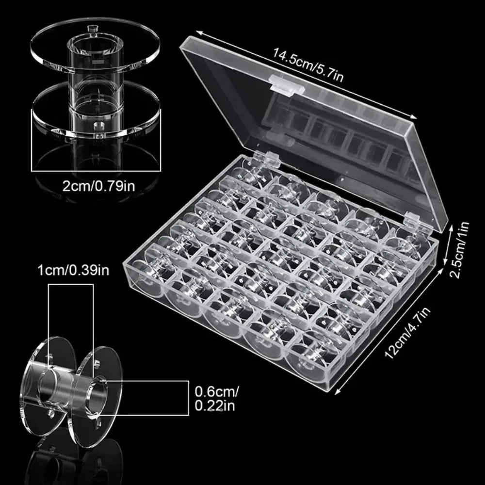 25PCS Sewing Machine Bobbins Reusable Sewing Machine Empty Bobbins with Storage Box for Household DIY Sewing Accessories Tools Qme