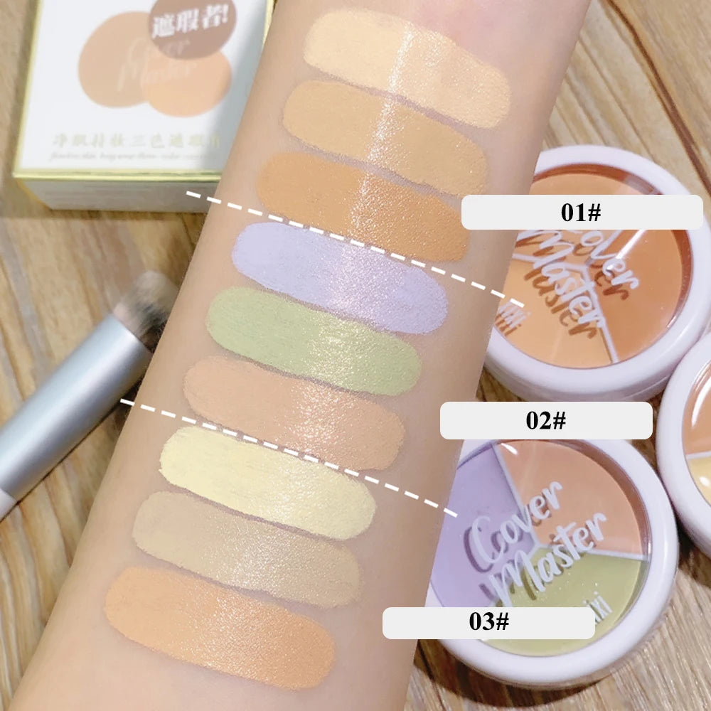 Lightweight Long-lasting Three-color Concealer Cream Cover Facial Qme