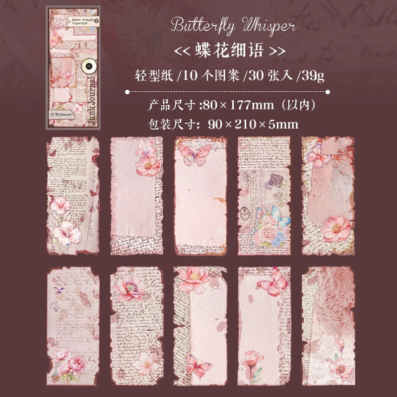30 pcs Vintage old book pages Hand Account material paper Diy Junk Journal Decorative Scrapbooking Background paper Qme 1