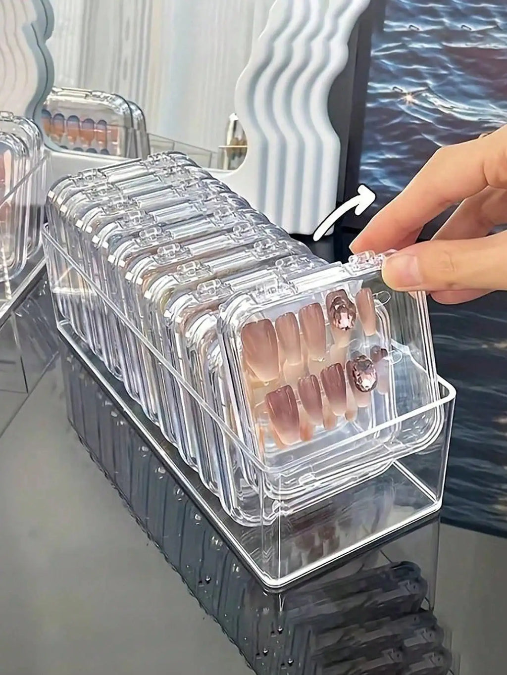 1 5 10 Transparent Nail Art Storage Box Fake Nails Organizer Press-on Qme