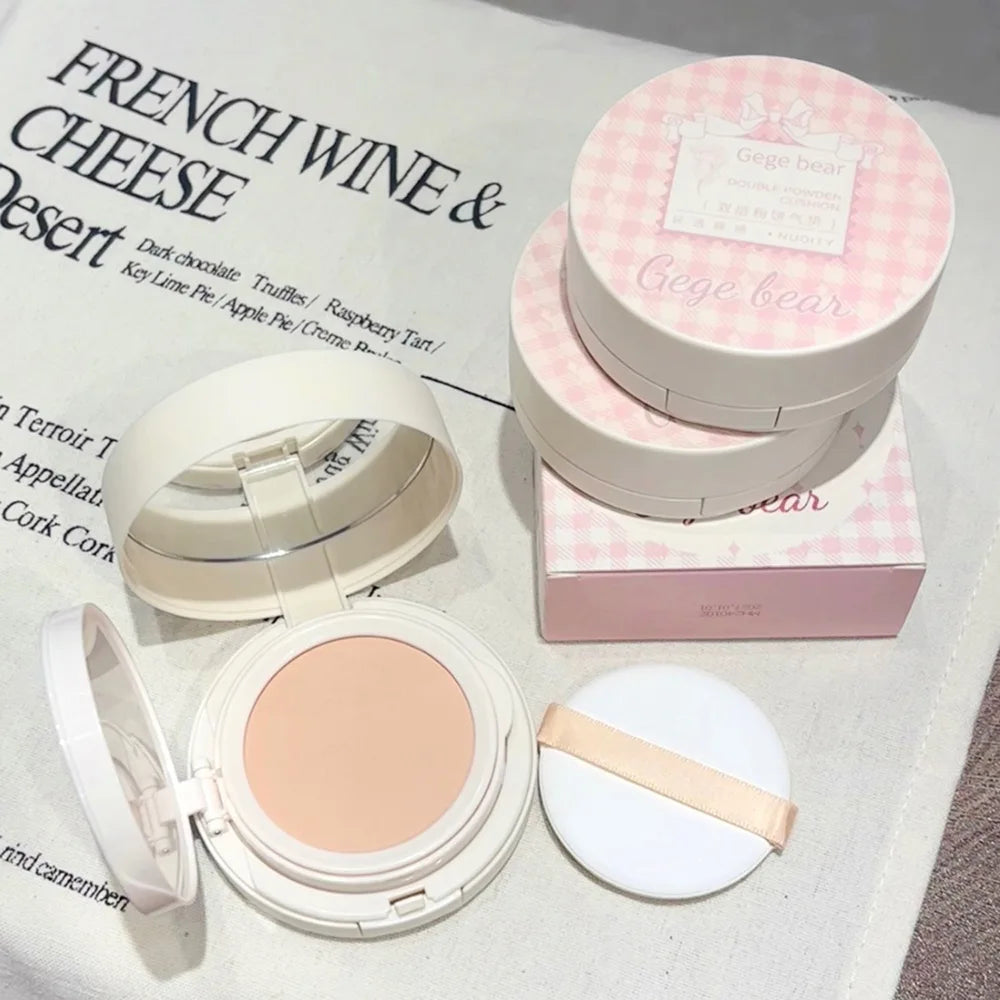 1 Double Layer Powder Cushion Clear Natural Lasting Brightening Gege Qme