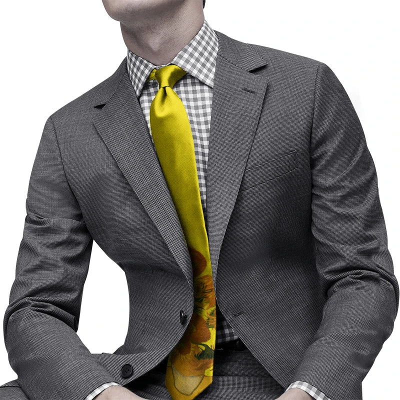 Retro Art Oil Painting Floral Print Tie Fashion Business Wedding Qme