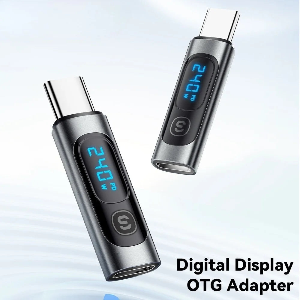 PD to USB C 240W OTG Adapter Fast Charging with Digital Display 480Mbps Data Transfer OTG Connector for iPhone Macbook Samsung Qme