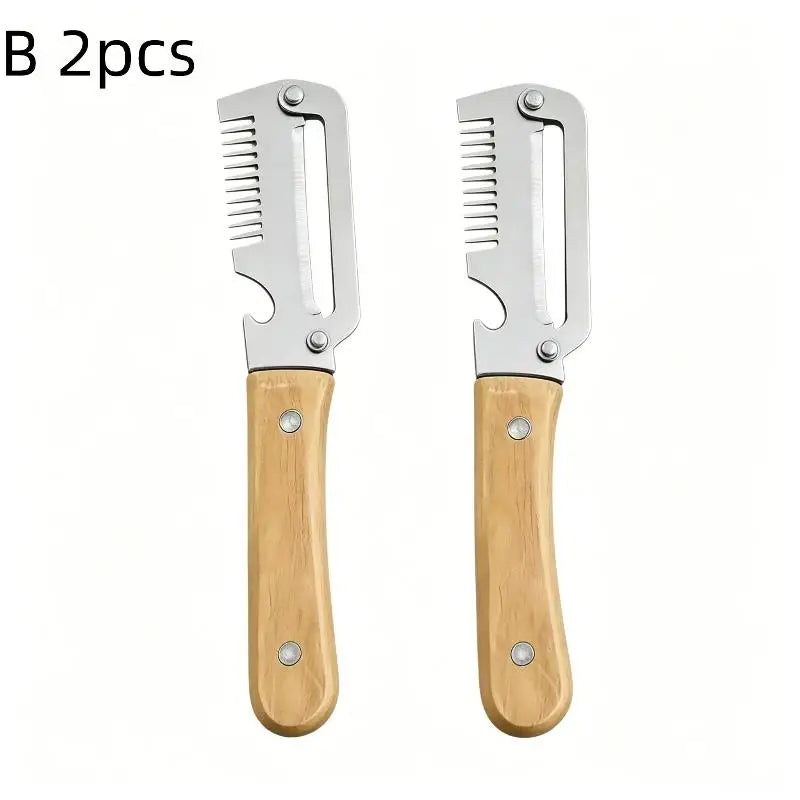 Stainless Steel Peeler Wooden Handle Peeling Slicing Fruits Qme 2pcs B