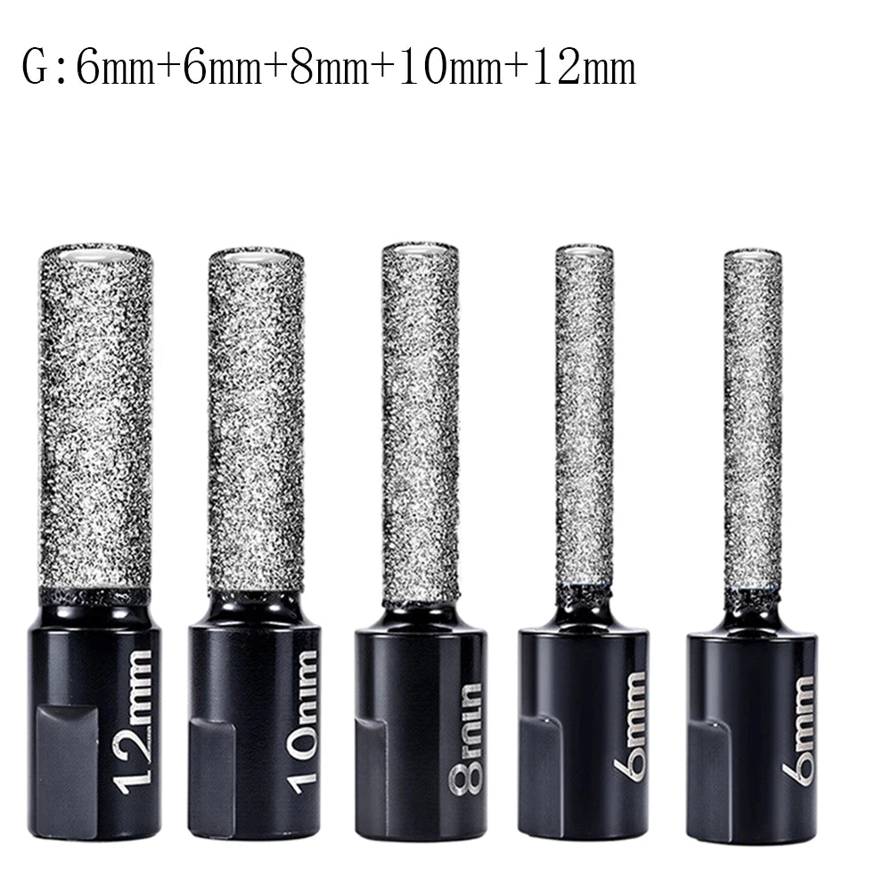 2/3/4/ 5 Pc /set Dry Diamond Drilling Bit Tile Cutter Marble Drill Bit M10 Thread Brazed Hole Opener Angle Grinder Tool Qme G