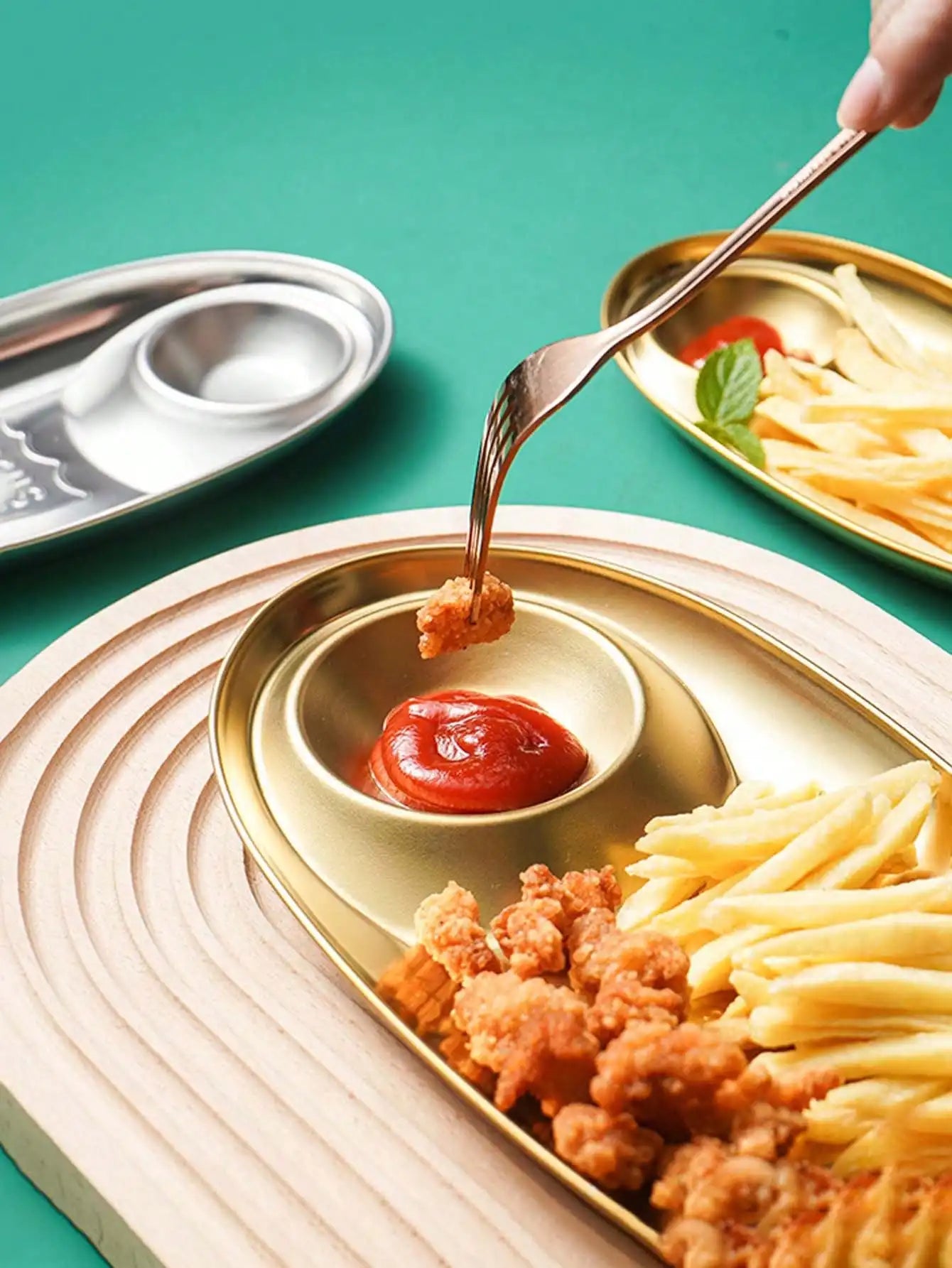Stainless Steel Oval Tray Steak Plate Dumpling Special Sauce Snack Qme