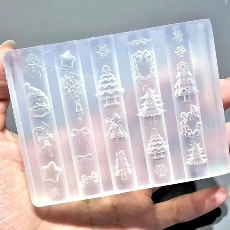 3D Silicone Nail Mold Snowman Gingerbread Man Transparent Template Qme