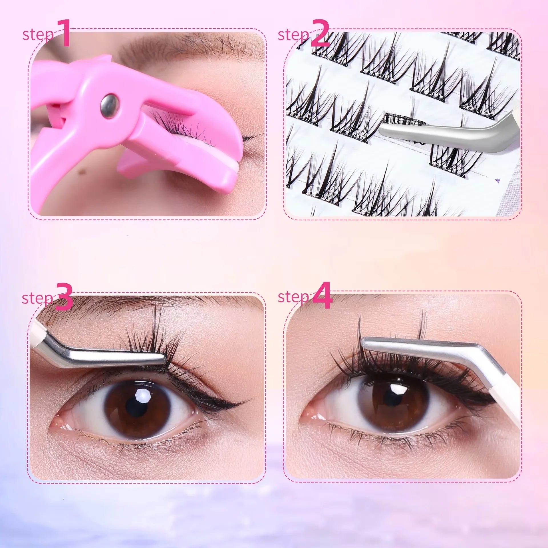 HISYI Glue-free false eyelashes, star eye glue-free series, segmented extensions, easy to use, and multiple styles Qme