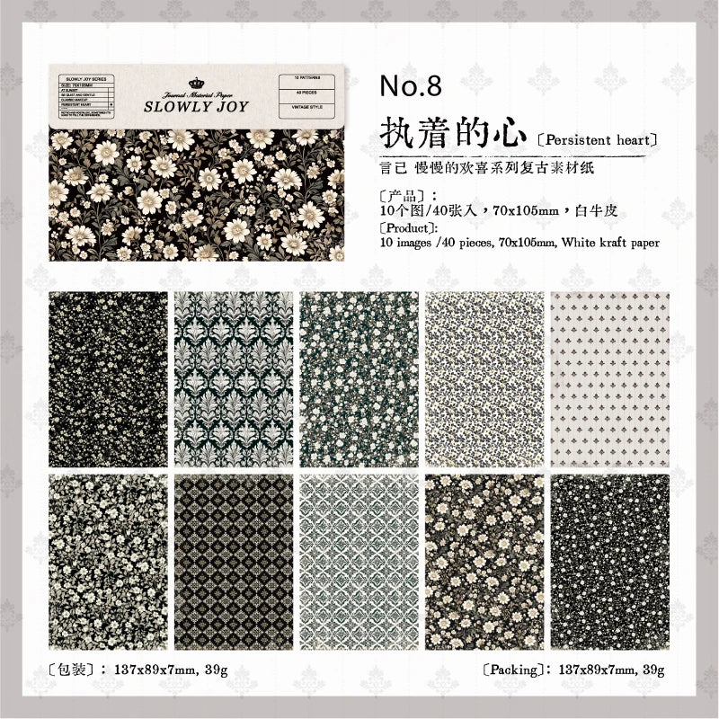 40 pcs Gauze Background Decor Scrapbook Vintage Materials Paper Combo Kit DIY Junk Journal Collage Photo Album Retro Stationery Qme H8