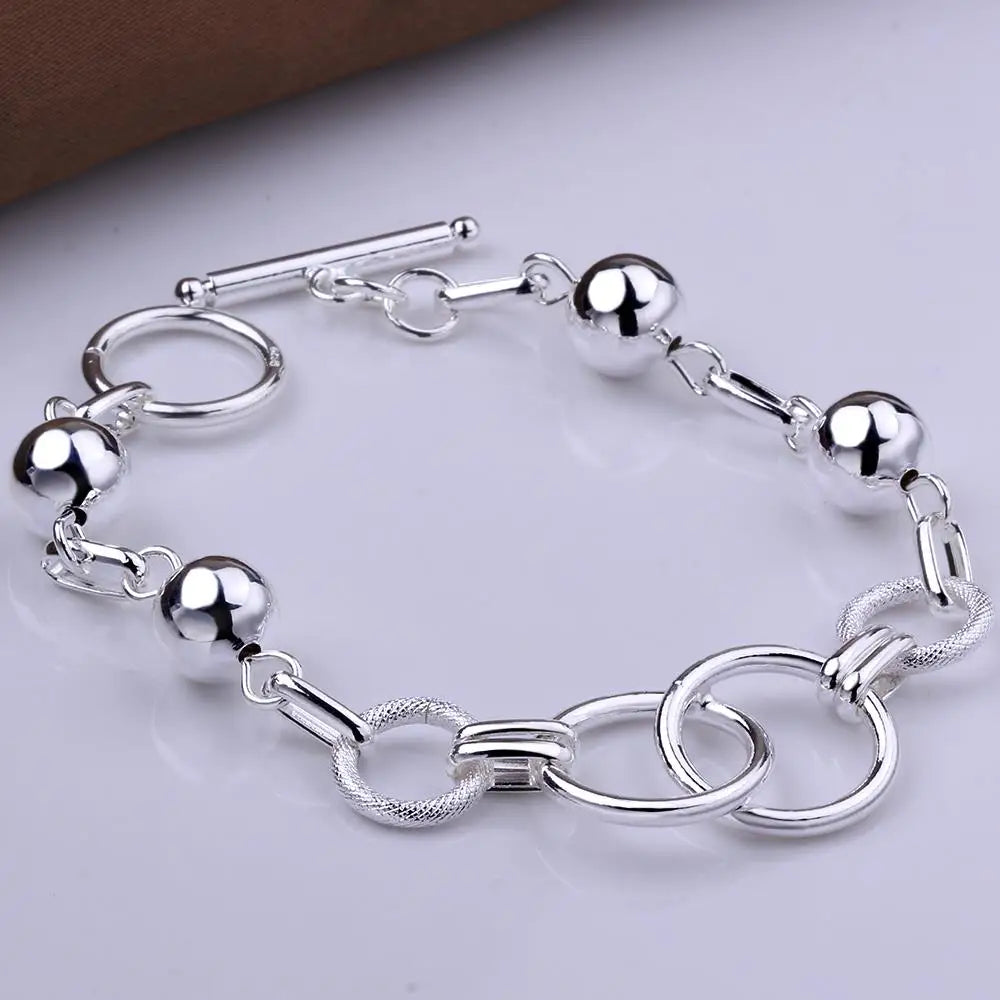 Hot New 925 Sterling Silver Bracelets Women Wild Creative Circle Beads Chain Fashion Lady Wedding Party Christmas Gifts Jewelry Qme