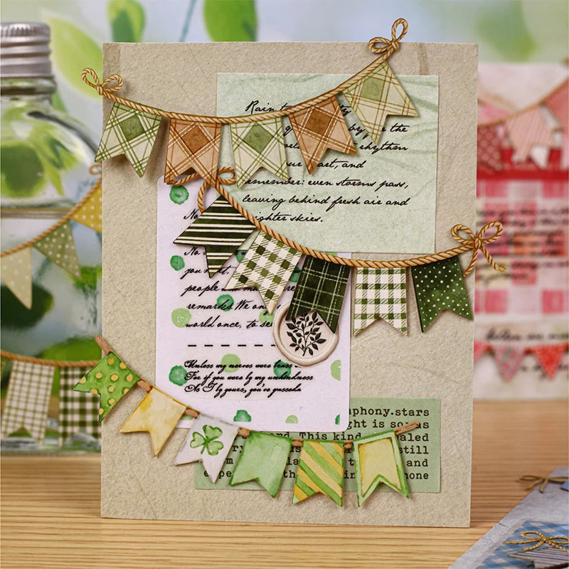 Colorful Bunting Decor Stickers, Retro Party Style for Junk Journal & Polaroid Decoration，Back to School Essentials Qme