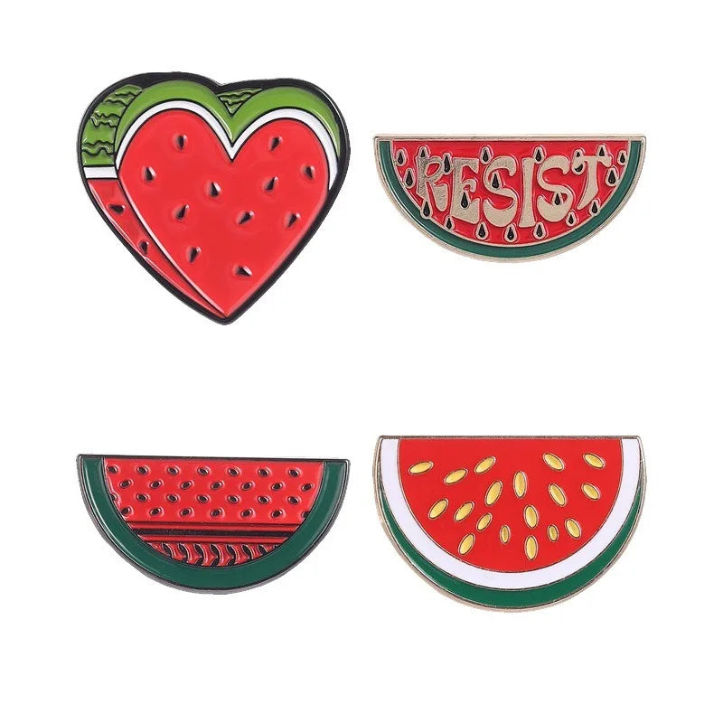 Cute Cartoon Watermelon Metal Enamel Brooch Summer Fruit Lapel Pin Badge for Backpack Clothes Hat Fashion Jewelry Holiday Gift Qme style5-group