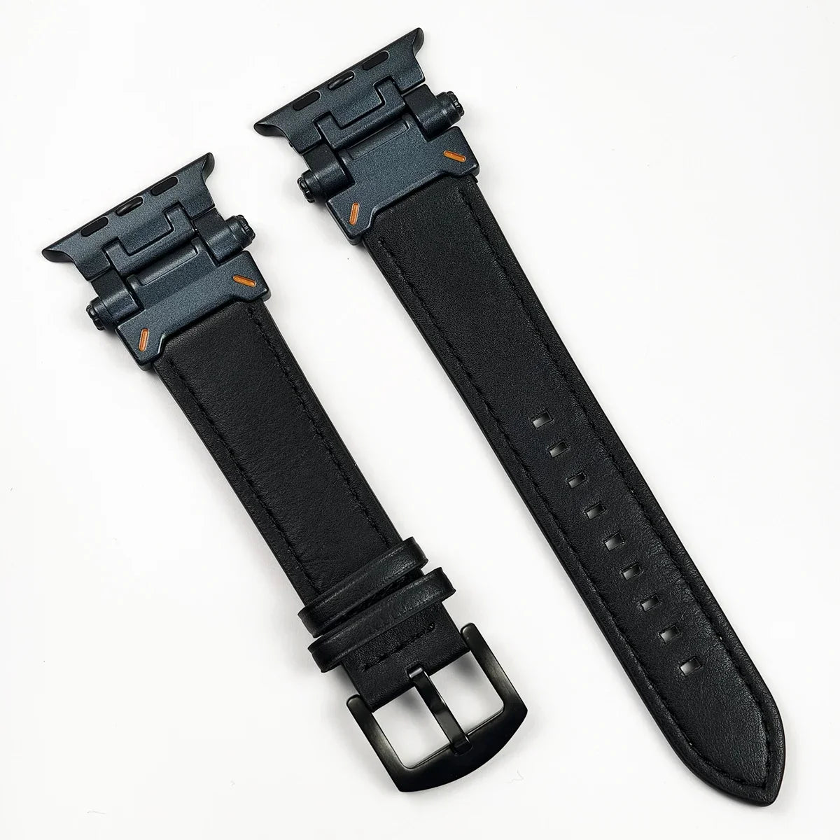 Leather Band for Apple Watch Ultra 2 49mm Men Watchband Strap Correa Bracelet for IWatch series 9 7 8 6 5 4 Se 3 45mm 44mm 42mm Qme Black-Black 42mm 44mm 45mm 49mm