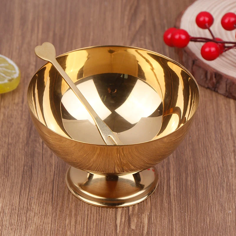 Gold Stainless Steel Home Kitchen Bar Tableware Ice Cream Cup Salad Qme