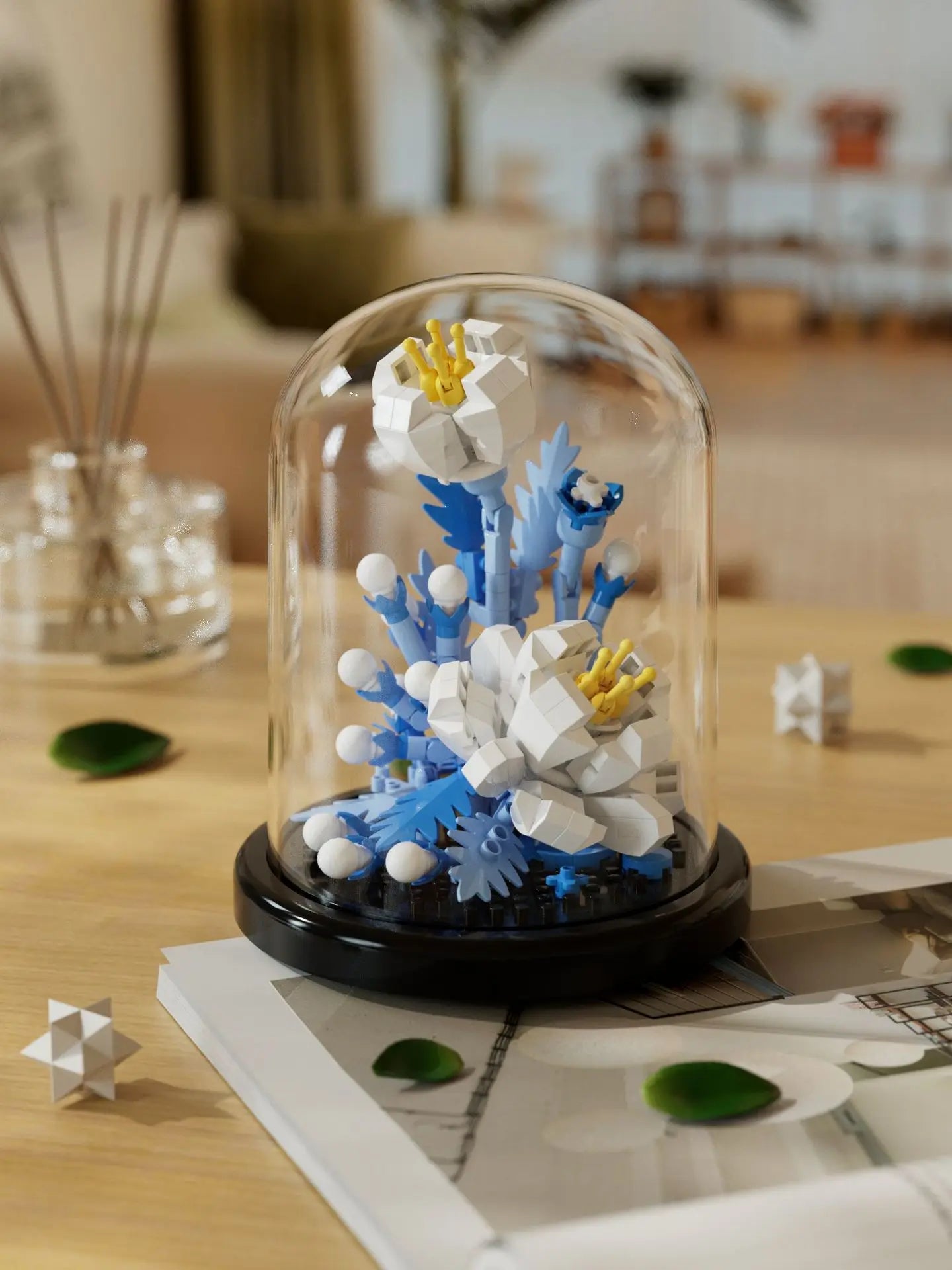 Flower Bouquet Bonsai Building Blocks Artificial Plastic Plant Dust Cover Micro Model Home Decoration Toys For Kid Birthday Gift Qme 248pcs